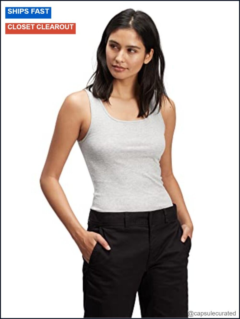 Ribbed Cotton Tank Top Sleeveless Round Neck Everyday Essential
